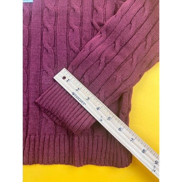 Cotton Emporium Cable Knit Sweater Burgundy Red Womens M Cropped Pullover NWT - Picture 5 of 8